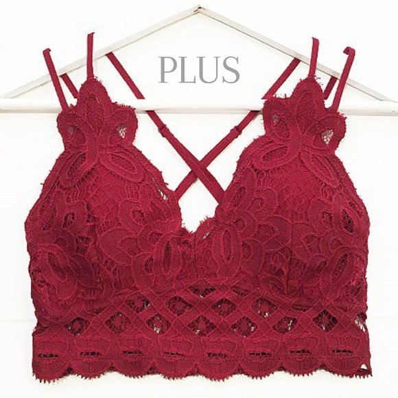 Blush & Belle Other - EDEN Plus Ruby Red Floral Padded Lace Bralette